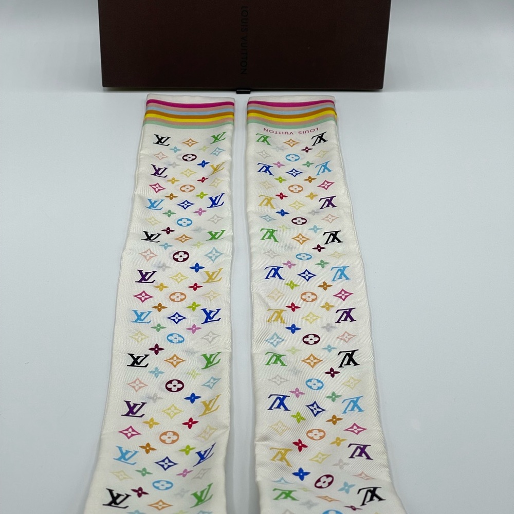 Louis Vuitton x Takashi Murakami Multicolor Y2K Bandeau Neckerchief Scarf Wrap - Picture 7 of 13